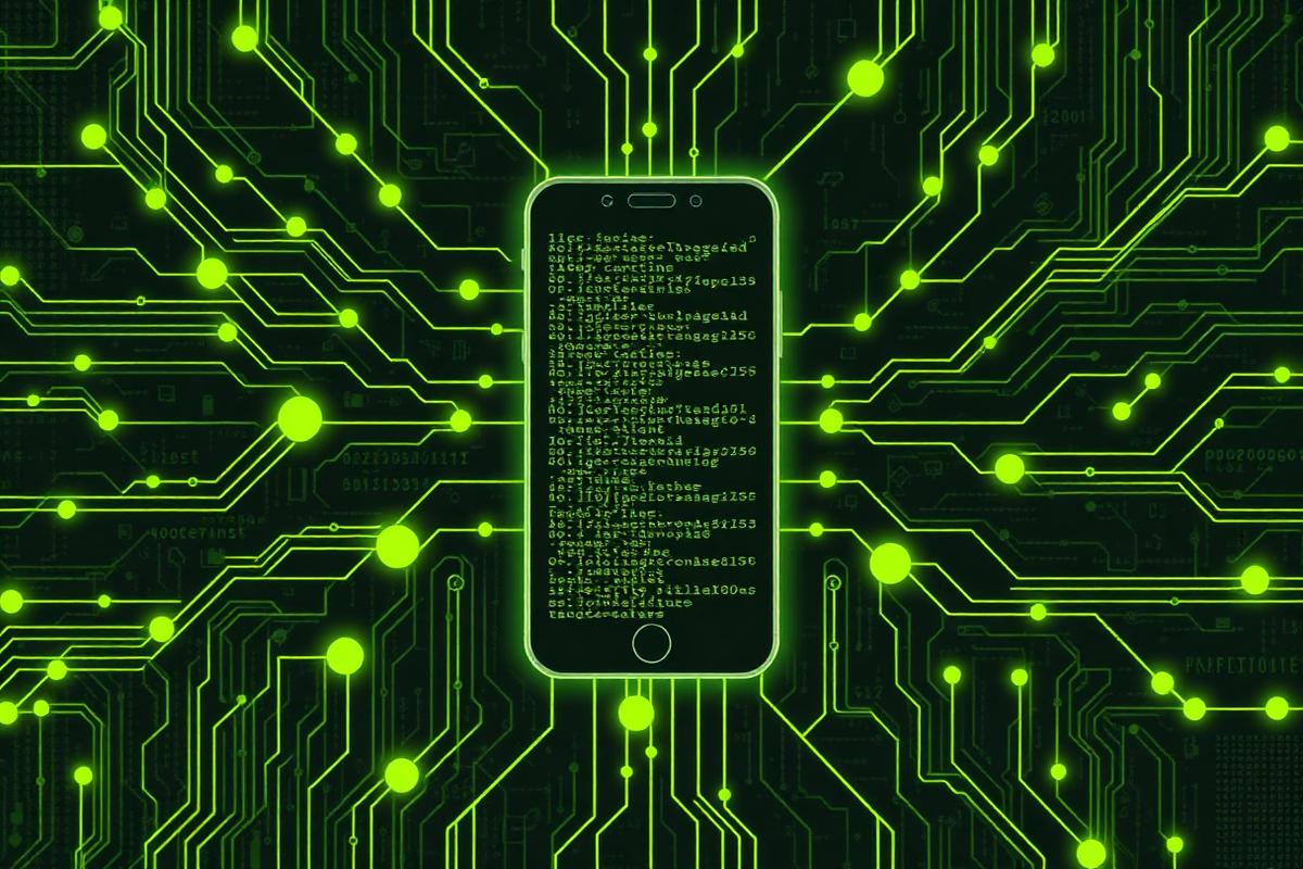 Automated backend generation visualized as code nodes
