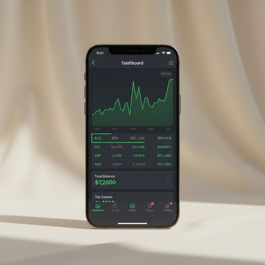 Vault — Crypto Portfolio mobile app mockup