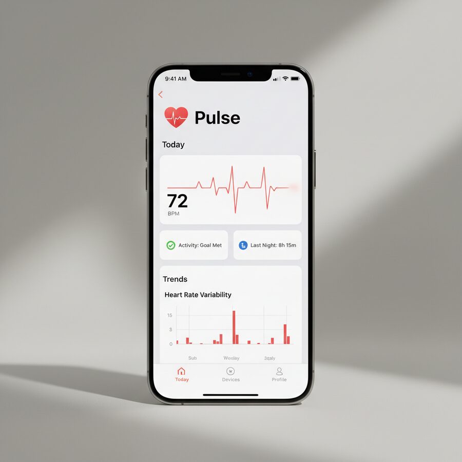 Pulse — Heart Health mobile app mockup