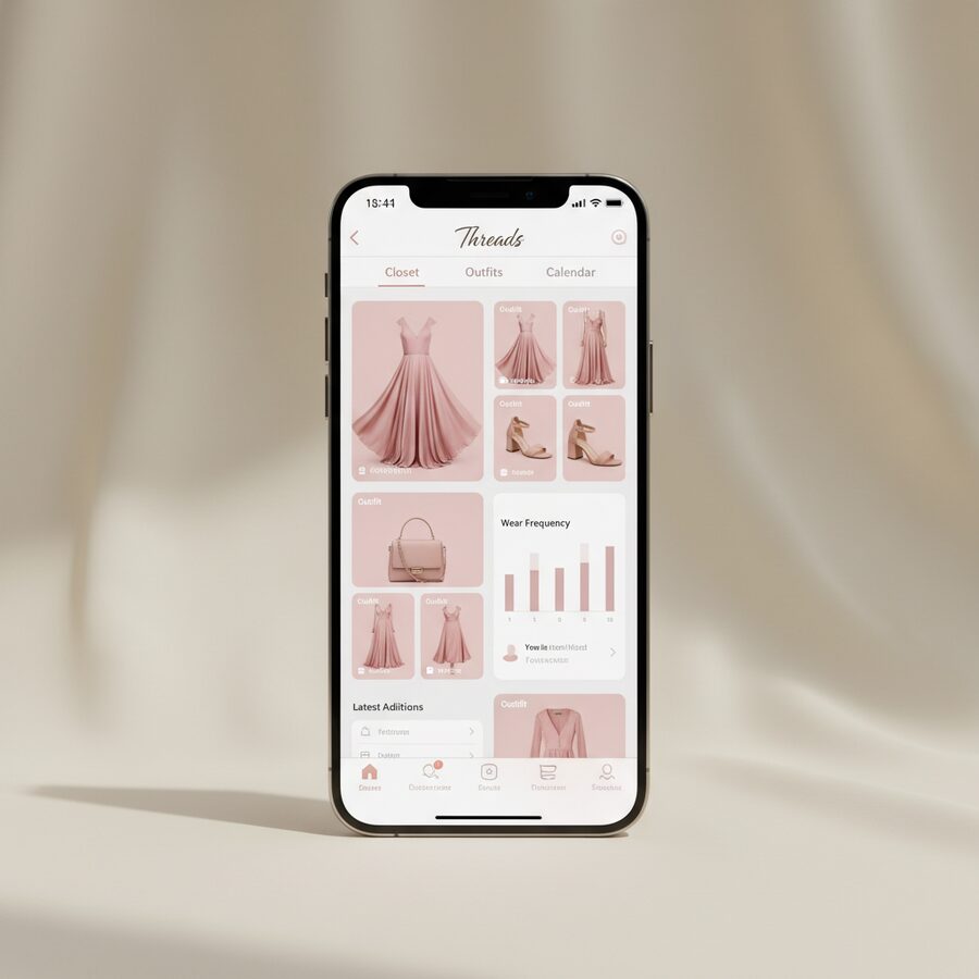 Threads — Fashion Closet mobile app mockup