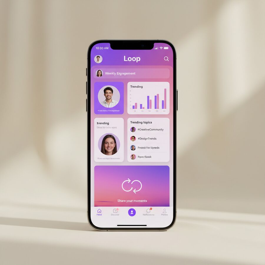 Loop — Social Network mobile app mockup