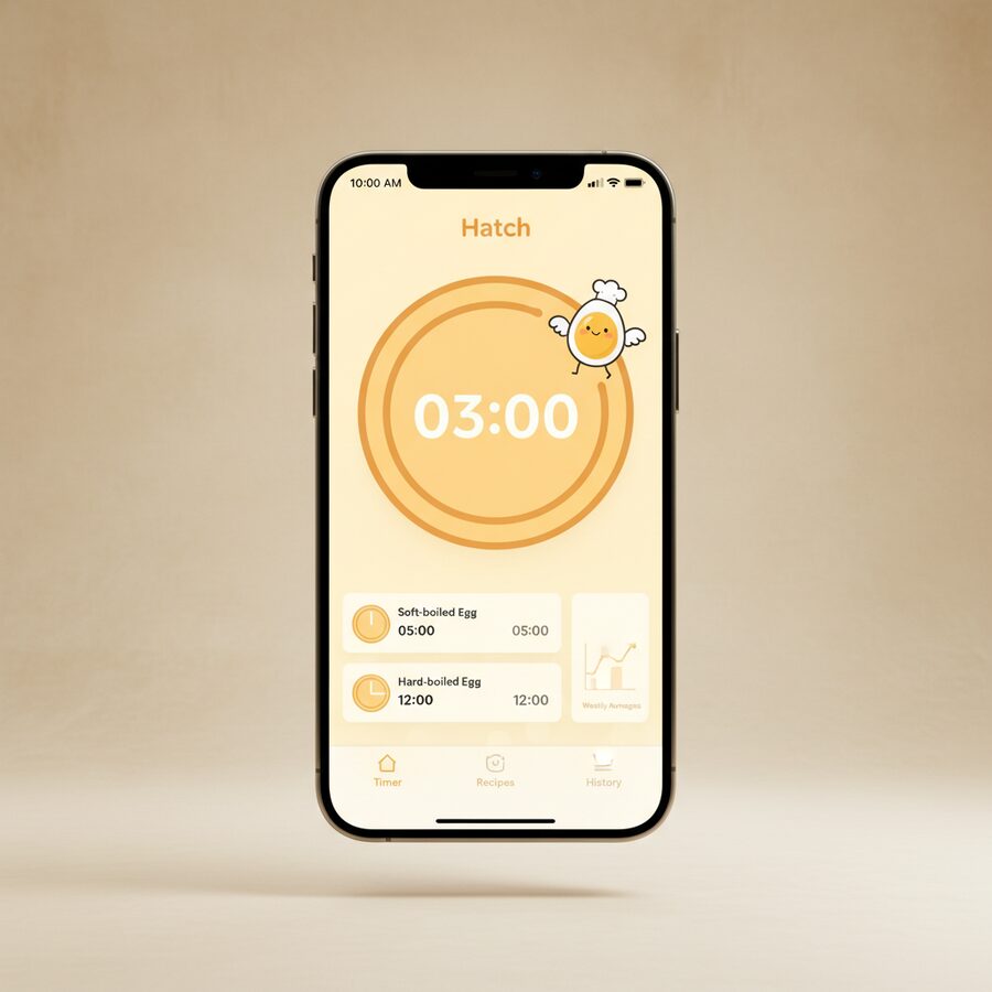 Hatch — Egg Timer Kitchen mobile app mockup