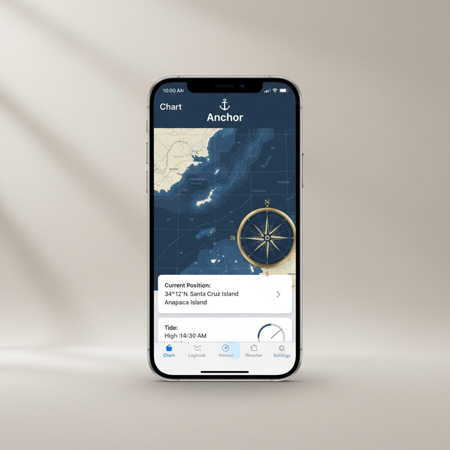 Anchor — Sailing Navigation mobile app mockup