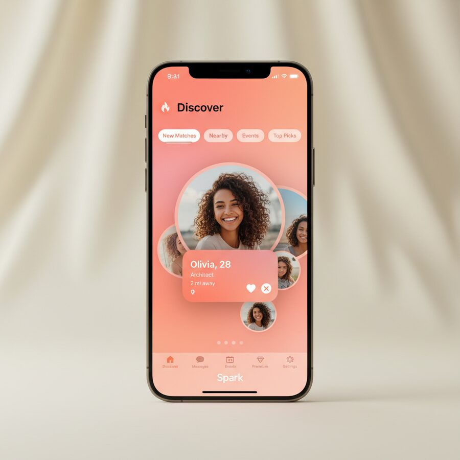Spark — Dating App mobile app mockup