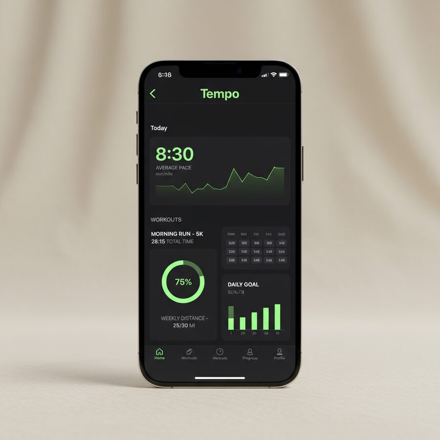 Tempo — Running Coach mobile app mockup