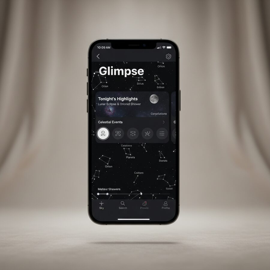 Glimpse — AR Astronomy mobile app mockup