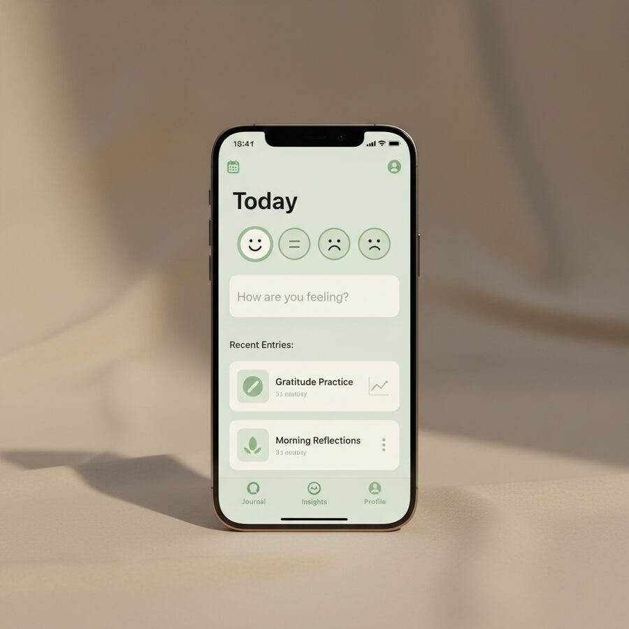 Mend — Therapy Journal mobile app mockup