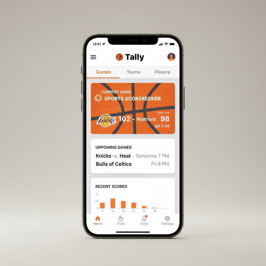 Tally — Sports Scorekeeper mobile app mockup