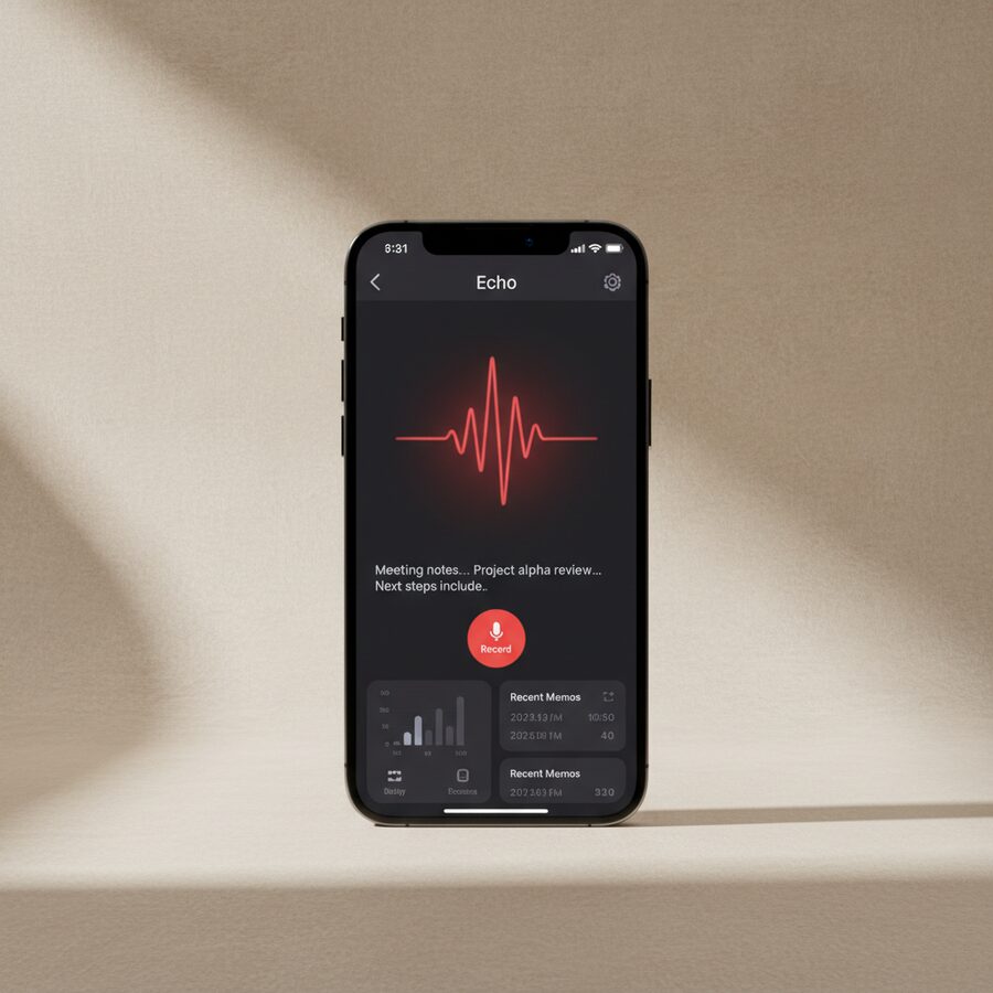 Echo — Voice Memos mobile app mockup