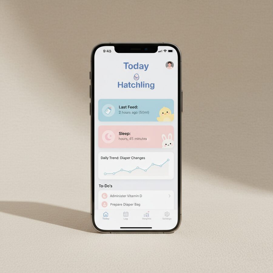 Hatchling — Baby Tracker mobile app mockup
