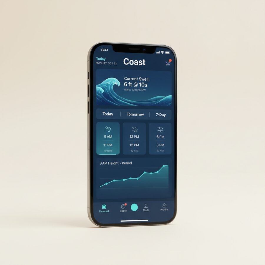 Coast — Surf Forecast mobile app mockup