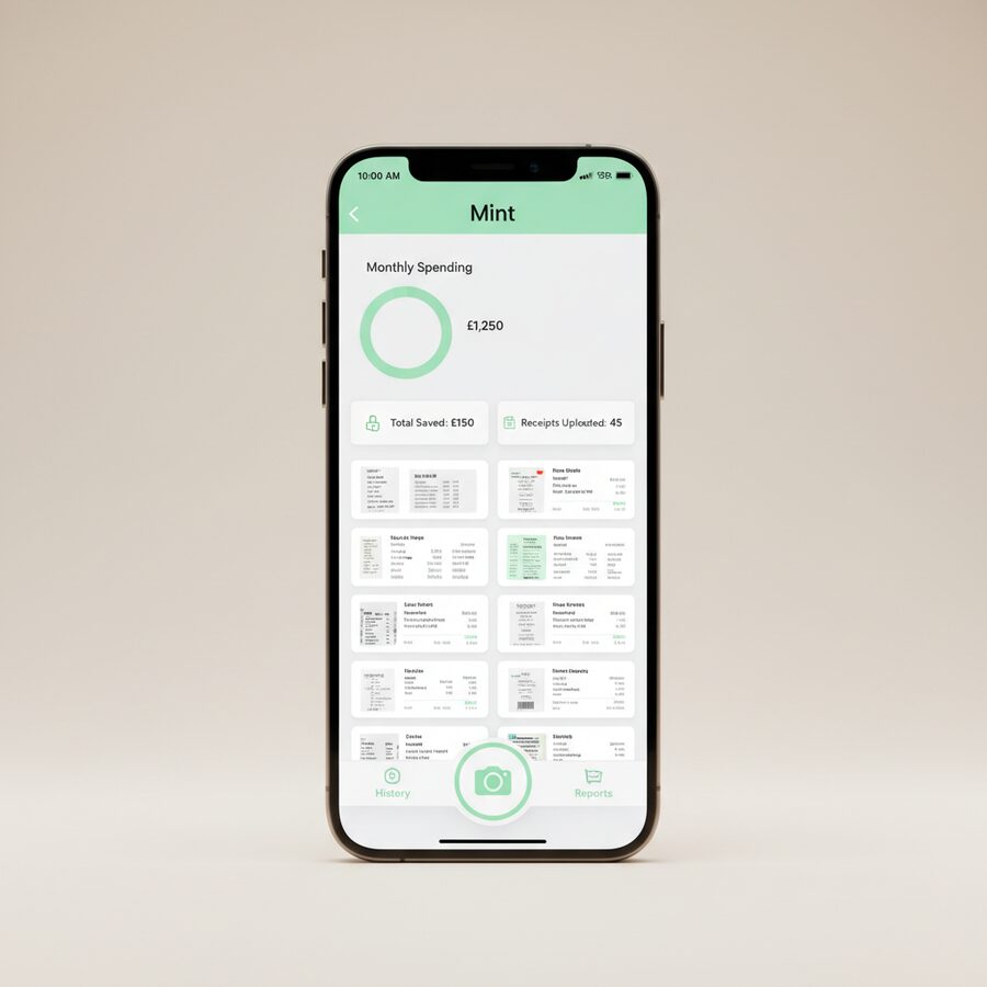 Mint — Receipt Scanner mobile app mockup