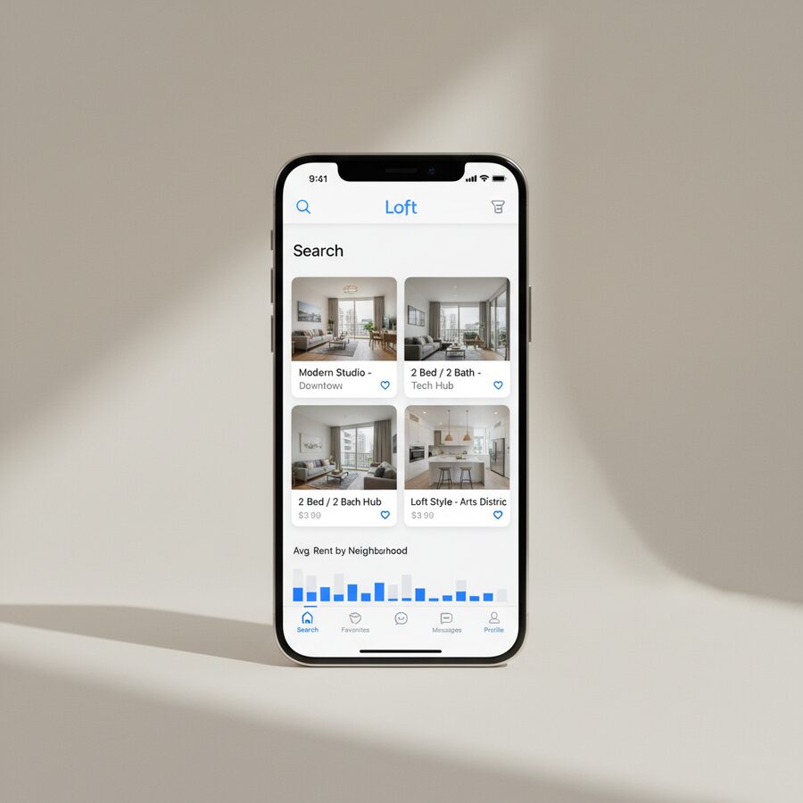 Loft — Apartment Hunt mobile app mockup