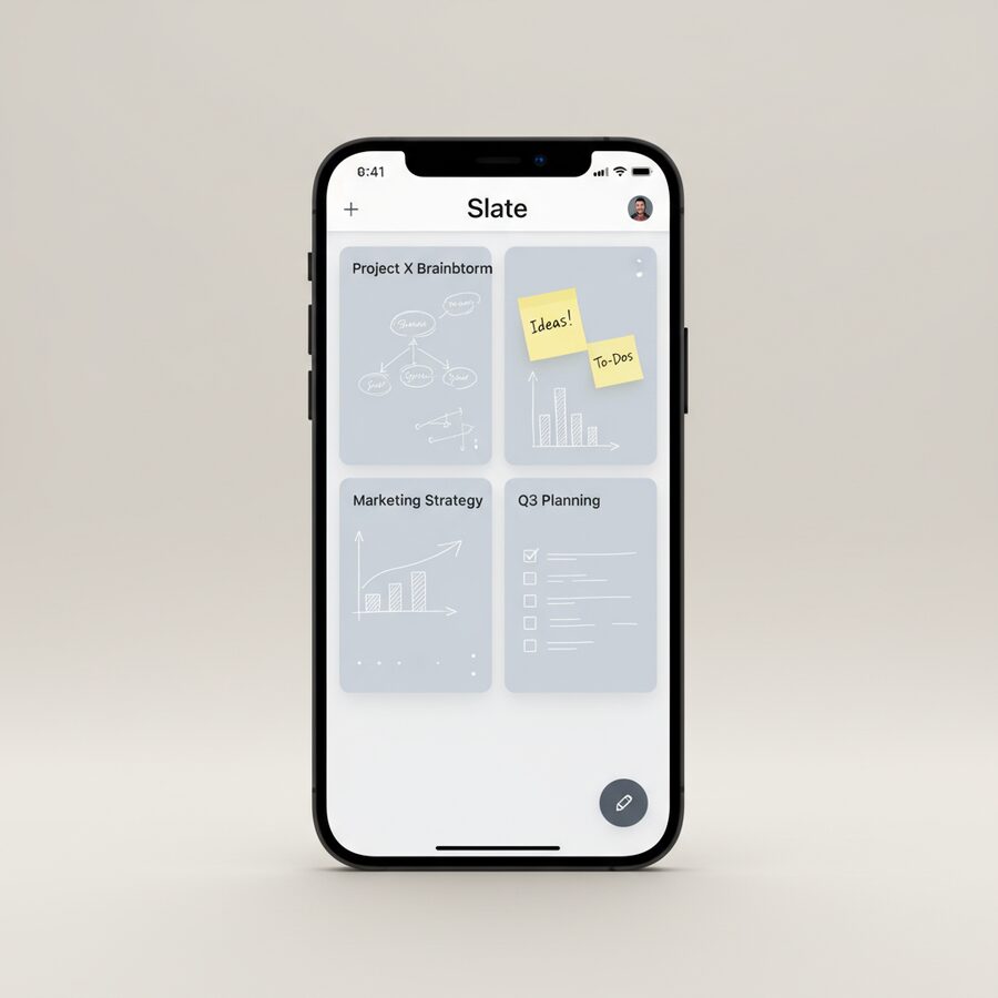 Slate — Whiteboard Collab mobile app mockup
